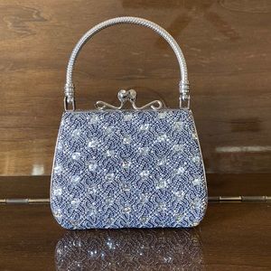 Vintage silver hard case metal embellished party bag with a beautiful closure